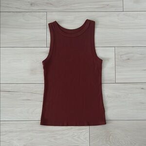 A New Day Red Fitted Ribbed Tank Top
